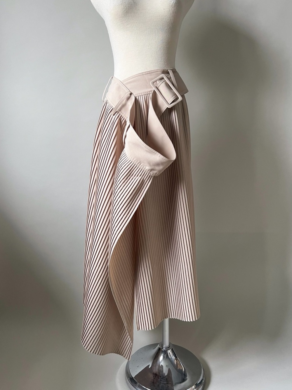 rokh Deconstructed Asymmetric Wrap Pleated Skirt
